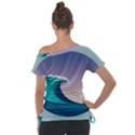 Tsunami Tidal Waves Wave Minimalist Ocean Sea Off Shoulder Tie-Up Tee View2