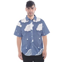 Clouds Rain Paper Raindrops Weather Sky Raining Men s Short Sleeve Shirt