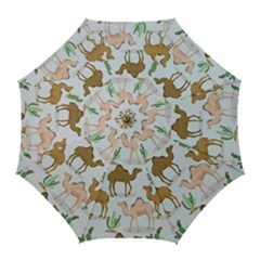 Camels-cactus-desert-pattern Golf Umbrellas by Salman4z