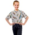Vector-boho-doodle-feathers-seamless-pattern-illustration Kids Mock Neck Tee View1