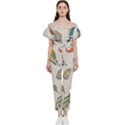 Vector-boho-doodle-feathers-seamless-pattern-illustration Off Shoulder Ruffle Top Jumpsuit View1