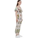 Vector-boho-doodle-feathers-seamless-pattern-illustration Off Shoulder Ruffle Top Jumpsuit View3