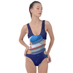 Ufo-alien-spaceship-galaxy Side Cut Out Swimsuit