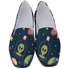 Seamless-pattern-with-funny-aliens-cat-galaxy Women s Classic Loafer Heels