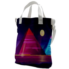 Egyptian-pyramids-night-landscape-cartoon Canvas Messenger Bag