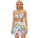 Seamless-pattern-vector-with-funny-robots-cartoon Vintage Style Bikini Top and Skirt Set  View1