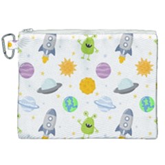 Seamless-pattern-cartoon-space-planets-isolated-white-background Canvas Cosmetic Bag (xxl) by Salman4z