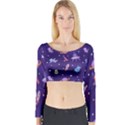 Space-seamless-pattern Long Sleeve Crop Top View1
