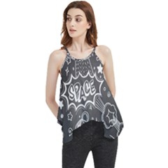 Vector-flat-space-design-background-with-text Flowy Camisole Tank Top
