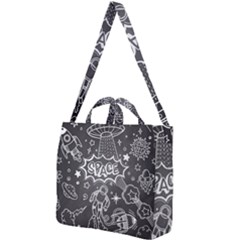 Vector-flat-space-design-background-with-text Square Shoulder Tote Bag