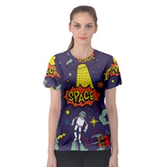 Vector-flat-space-design-background-with-text -- Women s Sport Mesh Tee