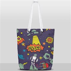 Vector-flat-space-design-background-with-text -- Full Print Rope Handle Tote (small)