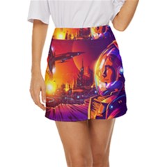 Far-future-human-colonization Mini Front Wrap Skirt