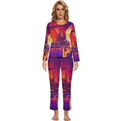 Far-future-human-colonization Womens  Long Sleeve Lightweight Pajamas Set