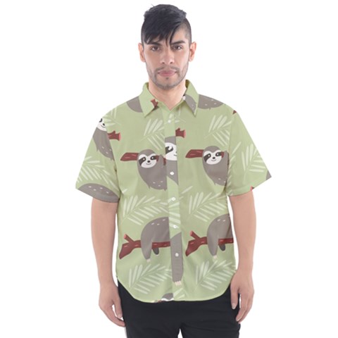 Sloths-pattern-design Men s Short Sleeve Shirt by Salman4z