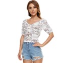 Cat-with-bow-pattern Button up blouse View2