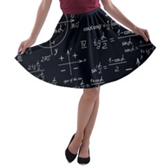 Mathematical-seamless-pattern-with-geometric-shapes-formulas A-line Skater Skirt