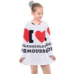 I Love Chocolate Mousse Kids  Long Sleeve Dress