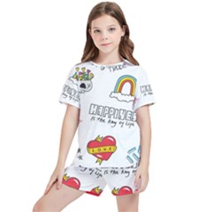 Abstract-fashion-background-suitable-fabric-printing Kids  Tee And Sports Shorts Set