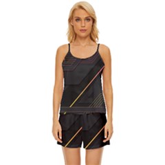 Gradient-geometric-shapes-dark-background Satin Pajama Short Set