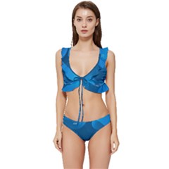 Abstract-classic-blue-background Low Cut Ruffle Edge Bikini Set