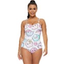 Cute-doodle-cartoon-seamless-pattern Retro Full Coverage Swimsuit View1