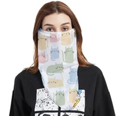 Cute-cat-colorful-cartoon-doodle-seamless-pattern Face Covering Bandana (triangle)