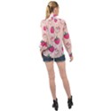 Seamless-strawberry-fruit-pattern-background High Neck Long Sleeve Chiffon Top View2