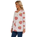 Strawberries-pattern-design Long Sleeve Drawstring Hooded Top View2