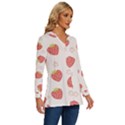 Strawberries-pattern-design Long Sleeve Drawstring Hooded Top View3