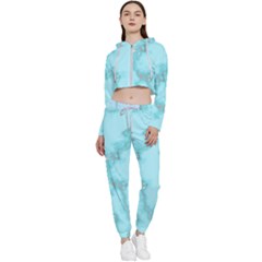 Background Marble Set Cropped Zip Up Lounge Set