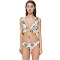 Lion Heads Pattern Design Doodle Low Cut Ruffle Edge Bikini Set View1