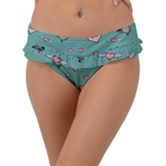Raccoon Texture Seamless Scrapbooking Hearts Frill Bikini Bottoms