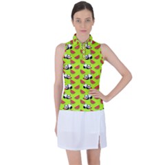 Watermelon Panda Background Wallpaper Women s Sleeveless Polo Tee