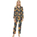 Pineapple Background Pineapple Pattern Womens  Long Sleeve Velvet Pocket Pajamas Set View1
