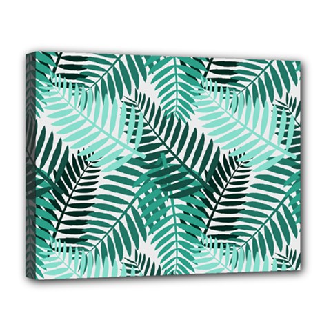 Background Pattern Texture Leaves Design Wallpaper Canvas 14  X 11  (stretched)
