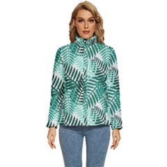 Background Pattern Texture Leaves Design Wallpaper Women s Puffer Bubble Jacket Coat