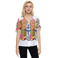 Brain Cerebrum Biology Abstract Bow Sleeve Button Up Top