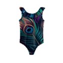 Peacock Feathers Nature Feather Pattern Kids  Frill Swimsuit View1