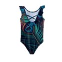 Peacock Feathers Nature Feather Pattern Kids  Frill Swimsuit View2