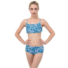 Geometric Rectangle Shape Linear Layered Top Bikini Set