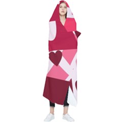 Pink Hearts Pattern Love Shape Wearable Blanket by danenraven
