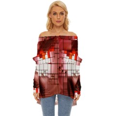 Pattern Structure Light Patterns Off Shoulder Chiffon Pocket Shirt