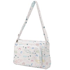Spaceship Pattern Star Front Pocket Crossbody Bag