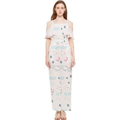 Spaceship Pattern Star Draped Sleeveless Chiffon Jumpsuit