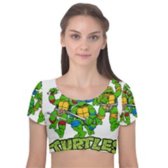 Teenage Mutant Ninja Turtles Velvet Short Sleeve Crop Top 