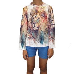 Lion Africa African Art Kids  Long Sleeve Swimwear