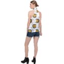 Lion Heads Pattern Design Doodle Halter Asymmetric Satin Top View2
