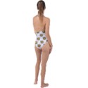 Lion Heads Pattern Design Doodle Plunge Cut Halter Swimsuit View2