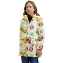 Owl Bird Cartoon Kids  Hooded Longline Puffer Jacket View3